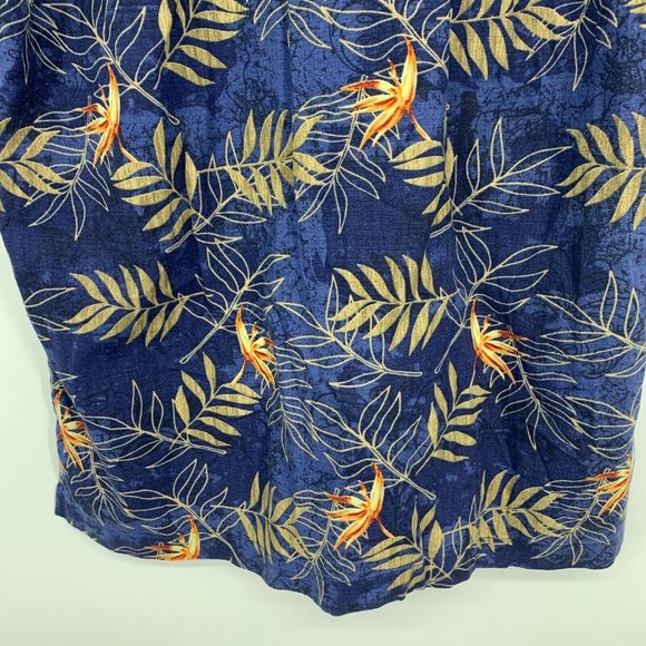 Calypso Joe Shirt Blue Floral Print Button Up Short Sleeve Island - Picture 7 of 7